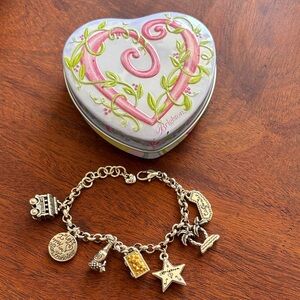 Brighton Silver Charm Bracelet with Gold Accents